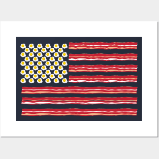 Bacon and Eggs American Flag 4th of July Posters and Art